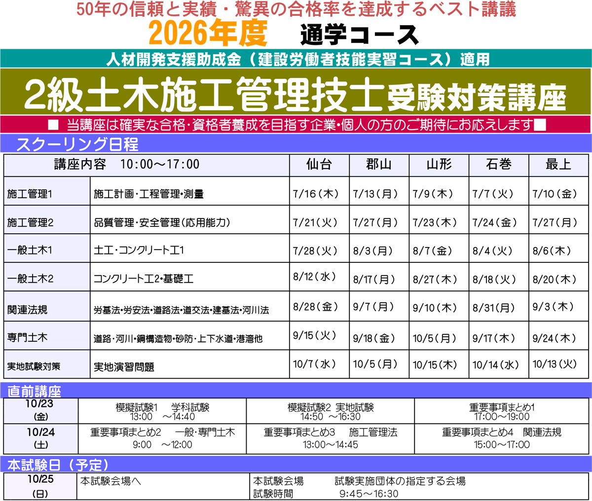 受験対策は東北技術検定研修協会へ